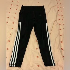 Adidas Kids Black Leggings with White Side Stripes